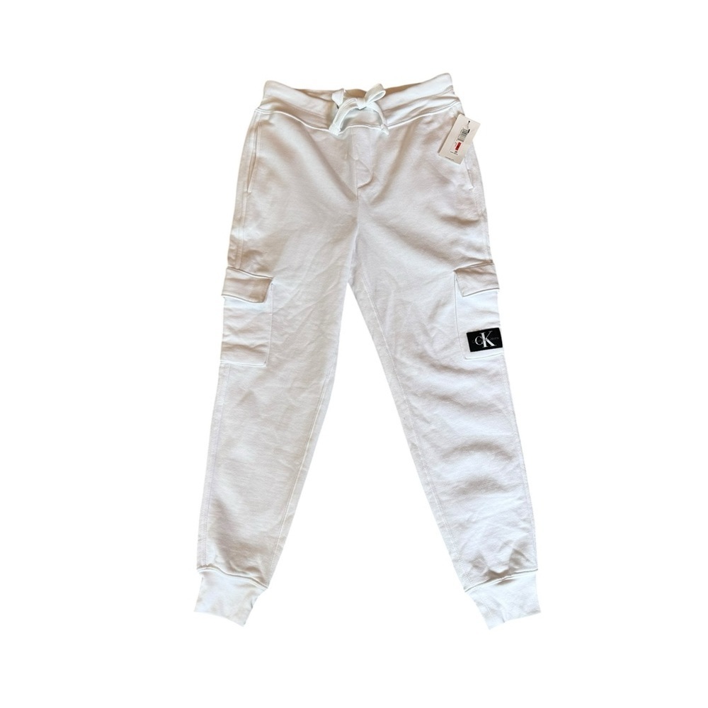 Calvin Klein Jeans White Cargo Joggers XS Streetwear Lounge Pants Athleisure Y2K